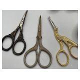 Vintage Sewing Notions Scissors, Thimbles Needle Travel Cases Kits