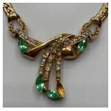 Gold Tone and Mint Green Rhinestone Lot Monet Bracelet