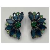 Juliana Bracelet and Matching Clip Earrings Set Blue and Green