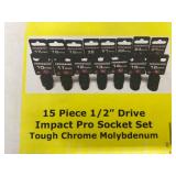 PowerBuilt 15 Piece 1/2" Drive Impact Pro Socket Set