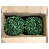 NATURAE DECOR Boxwood 13 in. Artificial Foliage Ball Hedges 2 Pieces  Customer Returns See Pictures