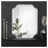 Plumley Scalloped 24 in. H x 18 in. W Glam Irregular Framed Silver Wall Mirror by Kate and Laurel   Customer Returns See Pictures