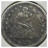 1877-S Seated Liberty Quarter VF+