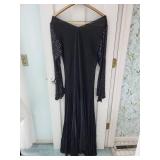 Two Vintage Elegant Black Dresses One Off-Shoulder Dress and One Long Sleeve