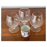 Gold Rimmed Brandy Glasses Set