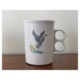 Set of 4 Vintage Bird Design Mugs