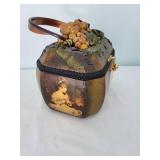 Artisan Painted Handbag with Floral Detail