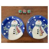 Gibson Snowman Plates & Gift Decor Set