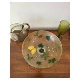 Vintage Glassware Set with Resin Bowl