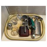 Vintage Bar Set with Leather Flask