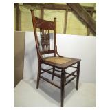 Beautiful Etched Back Dining Chair with Wicker Woven Seat