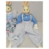 Set of 2 Ceramic Accented Bunny Dolls