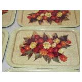 Set of 6 Floral Printed Metal Serving Trays