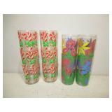 Mixed Lot of 10 Acrylic Cups-Candy Canes & Tropical Flowers