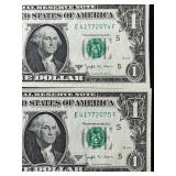 1963 B Green Seal $1 Dollar Federal Reserve Notes Uncirculated Consecutive