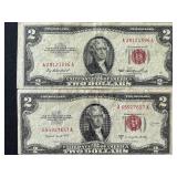 1953 Red Seal $2 Dollar Notes