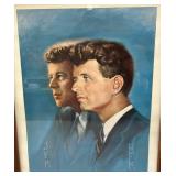 Vintage Framed Behind Glass (Alton Tobey) John F. & Robert Kennedy Print 16 1/2" x 20 1/4"