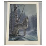 Unframed James Meger Pencil Signed "Alpha" Timberwolf  Print Set 37/350 12 3/4" x 16 1/4" &  21" x 28 1/2" Overall Paper Size With COA (In Protective Envelope)