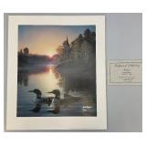 Unframed James Meger "Matins" Common Loons  Print  37/2500  21 1/2" x 25" Overall Paper Size  With COA (In Protective Envelope)