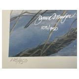 Unframed James Meger Pencil Signed "Snowy Pursuit" Snowy Owl 105/950  22 3/4" x 26 1/4" Overall Paper Size With COA (In Protective Envelope)