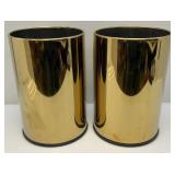 Two Small10" x 15" Brass Garbage Cans