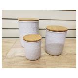 Ceramic Canister 3 Pieces with Bamboo lids