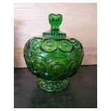 Colored Glassware with No Chips or Cracks LE Smith Green Lidded Dish, Awesome Vintage Pitcher and More