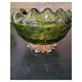 Colored Glassware with No Chips or Cracks LE Smith Green Lidded Dish, Awesome Vintage Pitcher and More