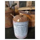 Metal Can Lot Various Sizes and types with Vintage Apple Box