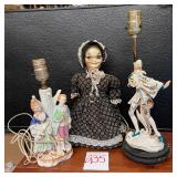 VTG lamps & homemade doll