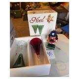 baseball player nutcracker and noel glasses