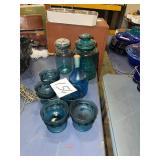 Blue art glass lot