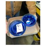 blue art glass bowls