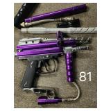 Spyder Sonix paintball gun with extra barrels &