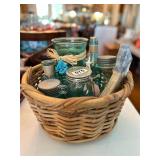 BASKET FULL OF TEAL MISC HOME DECOR