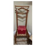 VTG VALET CHAIR - RED JEWELRY BOX WITH KEY