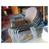 Six Metal Stacking Mesh Chairs