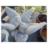 VTG Kissing Doves Concrete Statue