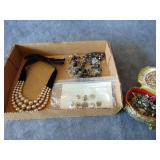 Vintage Costume Jewelry, Trinket Box, and More