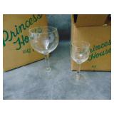 4 Each of Princess House Stemmed Etched Glasses