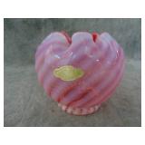 Fenton Cranberry Opalescent Swirl Rose Bowl Vase