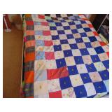 Reds, Blues Quilt, VTG, Some seams need stitching