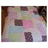 Quilt, 88 x 84, Browns, Pink, Green