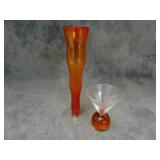 VTG Handblown Tall Vase and Martini Glass