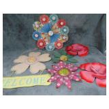 Metal Welcome Sign, Metal & Paper Flowers