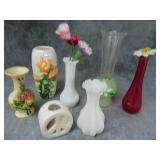 Ceramic, Milk Glass, & Glass Vases