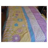 VTG Quilt, Yellow, Blue, Purple. 78 x 80, has a