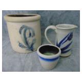 VTG Stoneware Salt Glaze Pitcher, Crock &Tea Light