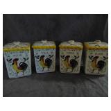 VTG Enesco Japan Rooster Canisters-1 lid repaired