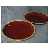 VTG Hull Pottery Brown Drip Glaze Platters (2)